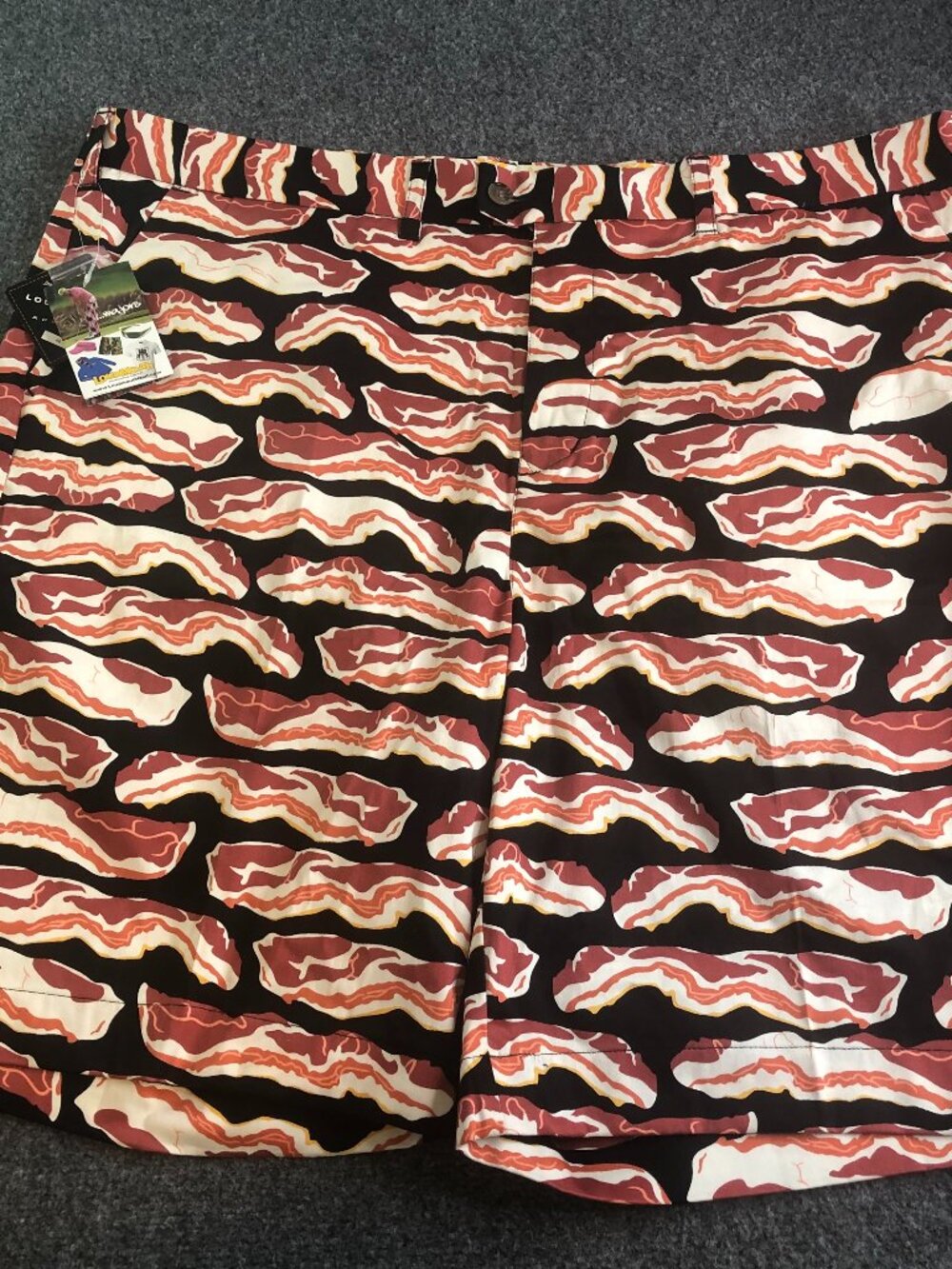 Loudmouth Bacon Shorts Men 46 Black Performance High Waist Bacon Stretch